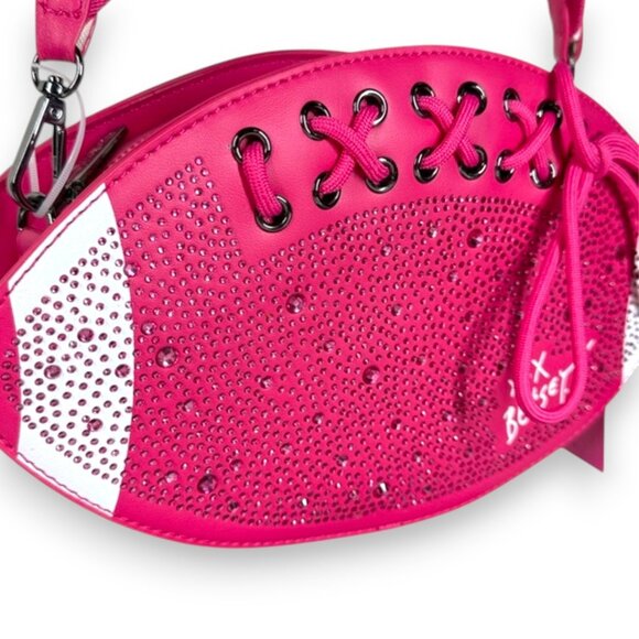 Betsey Johnson Sequin Football Shoulder Crossbody Bag "XOFUMBLE" - New - Picture 2 of 8